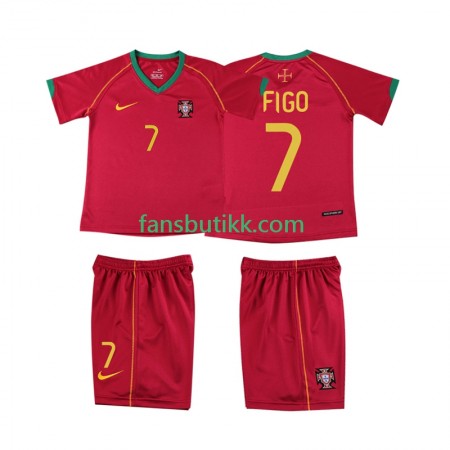 Fotballdrakt Portugal FIGO 7 2006 Barn Retro Hjemmetrøye Kortermet